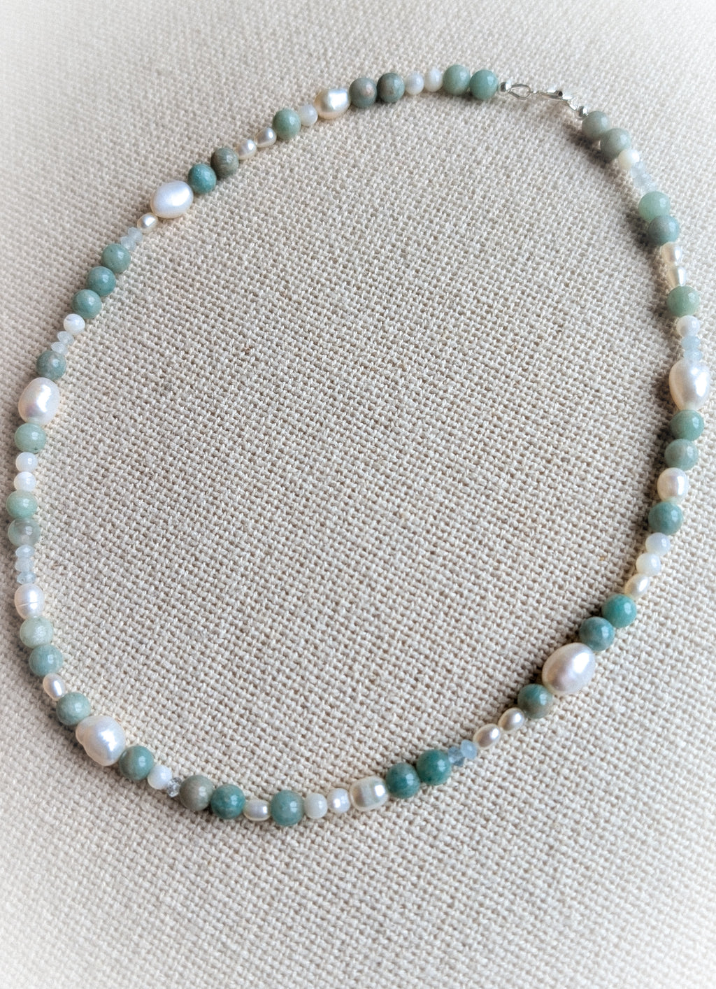 Amazonite Pearl Gemstone Necklace
